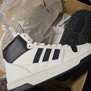 Adidas Men's Black and Cream High-Top Sneakers